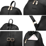 Nevenka Brand Women Bags Backpack PU Leather Zipper Bags Purse Casual Backpacks Shoulder Bags (BLACK)