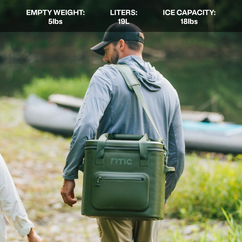 RTIC 30 Can Ultra-Tough Soft Cooler Pro, Insulated, Waterproof, Leakproof, Portable, Floating Bag for Beverage, Drink, Lunch, Outdoor, Beach, Car, Camping, Picnic, Fishing, Boat, 19L, Olive