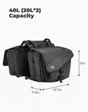 KEMIMOTO Motorcycle Saddlebags, 40L(20Lx2) Large Capacity Detachable Side Saddle Bags Motorcycle Panniers Bags with Protective Cover Universal Luggage Bag, Black