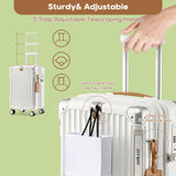 Joyway Carry On Luggage, Expandable Suitcase with Smart Cup Holder and USB Port, 20 IN Hardside Checked with TSA Lock Spinner Double Wheels, White