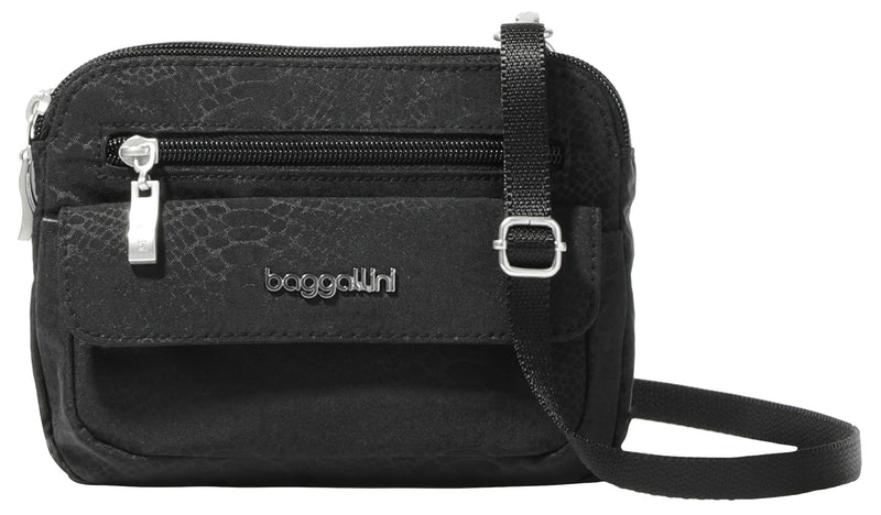 Baggallini Modern Everywhere Mini Crossbody Bag Black Python Emboss