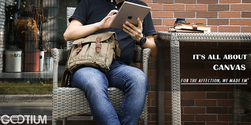 GOOTIUM Canvas Crossbody Bag - Small Messenger Bag | Vintage Shoulder Purse, Field Tan