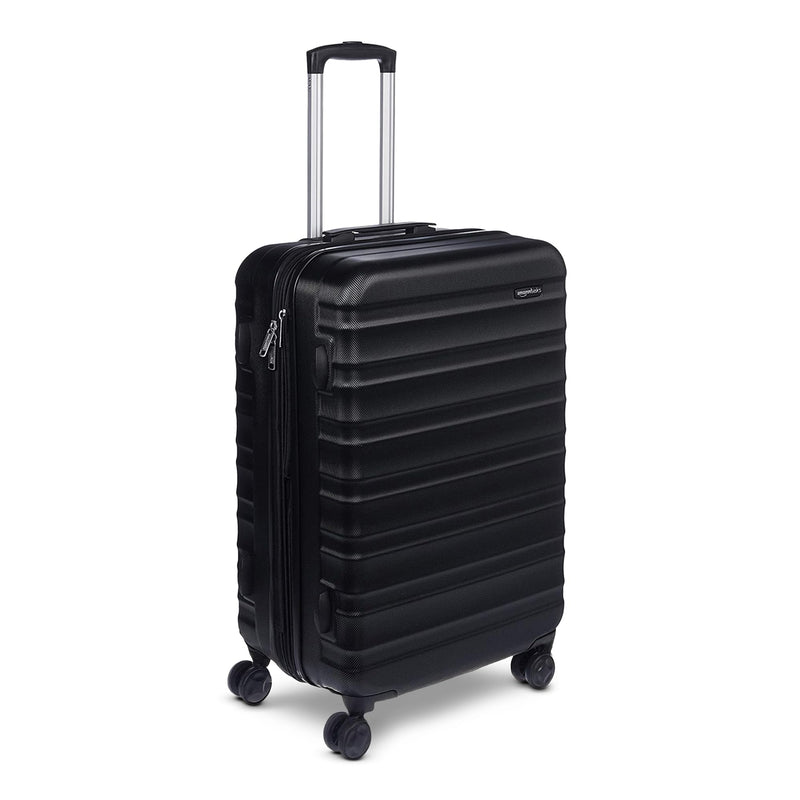 Amazon Basics 26" Hardside Medium Checked Luggage, Expandable For Up to 15% More Space, With Scratch-Resistant Surface, Four Multi-directional Wheels, Black