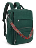 SYTRAH Leather Laptop Backpack, 15.6 Inch Business Computer Bag, Designer College Backpack Travel Backpack with Colorful Shoulder Bag Strap Green