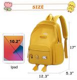 HuiLeo Cute Dcuk Backpack for Teens Girls Women, Kawaii Funny Aesthetic Corduroy Bookbag for High Middle School, Yellow