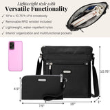 Go Bagg with RFID Wristlet - Lightweight 10.75"x10" Travel Purse Crossbody Bag for Women