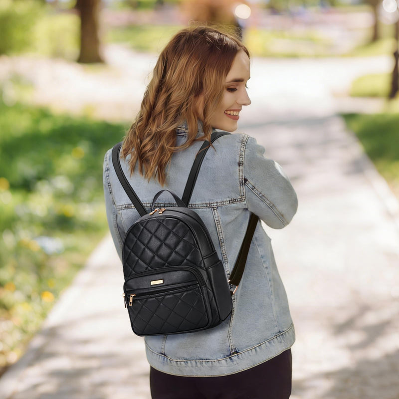 Marvolia Mini Backpack for Women - Vegan Leather Small Backpack Fashion Backpack Purse for Travel Work Shopping - Black