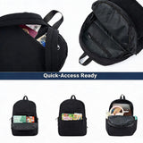 KAILUOLAI Quilted Backpack, Water-Resistant Nylon Bookbag for 15.6 Inch Laptop, College Bookbag Travel Backpack for Men Women (Black)