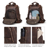 S-ZONE Leather Backpack Purses for Women Antitheft Soft Rucksack Ladies Shoulder Bag Medium