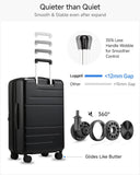 LUGGEX Checked Luggage Top Opening, FLT Expandable Polycarbonate Hard Shell Suitcase with Wheels (FX-Lite, Black, 24 Inch, 63L-70L)