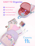 VASCHY Kids Backpack for Girls, Lightweight Quilted Color-blocked Bookbag Preschool Backpack for Kindergarten Children Light Purple Pink