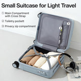 Hanke 14 Inch Underseat Carry On Luggage with Wheels Hard Shell Suitcases Carry On Bag Lightweight Small Mini Suitcase Travel Luggage for Travel（Gray）