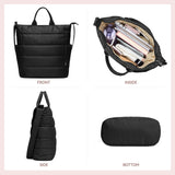 KALIDI Quilted Tote Bag, Puffer Hobo Bag Anti Splash Crossbody Zipper Gym Bag Large Casual Travel Work Daily Women, Black
