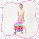 Inprof Cute Kid’s Luggage Set 2 Piece Suitcase Set 16’’ Hardside Luggage with Spinner Wheels Girls Carry on Toddler Travel Rolling Suitcase Carry on Luggage Airline Approved