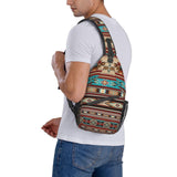 SURERUIM Aztec Design Sling Bag for Women Men Crossbody Shoulder Backpack Southwest Native American Ethnic Tribal Chevron Aztec Chest Bags Navajo Print Gym Bag Travel Hiking Rucksack Casual Daypack