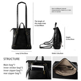Women's Fashion Backpack Purse Multipurpose Design Convertible Satchel Handbags Shoulder Bag Travel bag (Black)