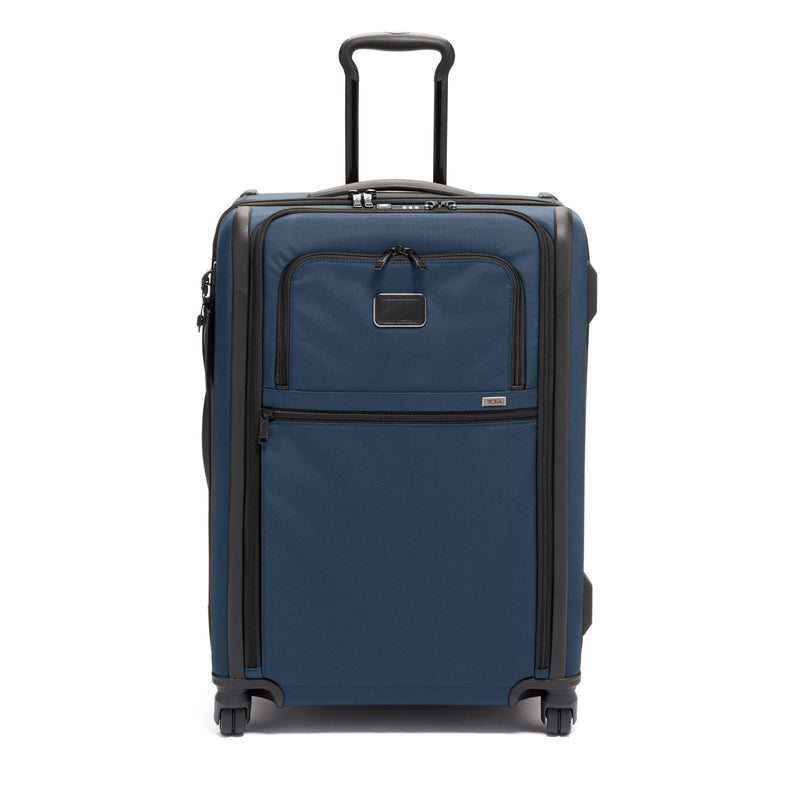 TUMI - Alpha Medium Dual Access Expandable 4-Wheeled Checked Luggage - Zipper Expansion - Durable Ballistic Nylon - Medium Capacity Suitcase with TSA Lock - Navy Blue