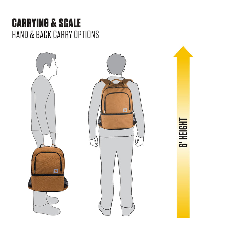 Carhartt Insulated 24 Can Two Compartment Cooler Backpack, Fully-Insulated Base, Durable Water-Resistant for Camping, Beach & Travel, Gravel