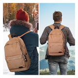 Muzze Canvas Backpack for Women and Men, Lightweight Classic Laptop Backpack with USB Charging Port for School, Travel and Daily Use, Khaki