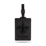 Rico Industries NFL New Orleans Saints Black Laser Engraved Ultra Suede Luggage Tag - Includes ID Card Black 2.75 * 3.5 inches