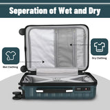WireHot Lightweight Luggage with Spinner Wheels & YKK Zipper, 3-Piece Suitcase ABS+PC Hardside Hard Shell Luggage Set with TSA Lock, Teal Blue (20+24+28 inch)