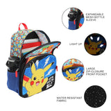 Bioworld Pokemon Poke Balls & Character Print 5-Piece 16" Backpack Set for Boys