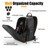 Cwatcun 2 in1 Camera Sling Bag, Camera Backpack Waterproof Leather Coating Shockproof Hardshell Camera Bag with Tripod Strap, Camera Case for Canon Nikon Sony Fuji DSLR SLR Mirrorless Camera & Lenses