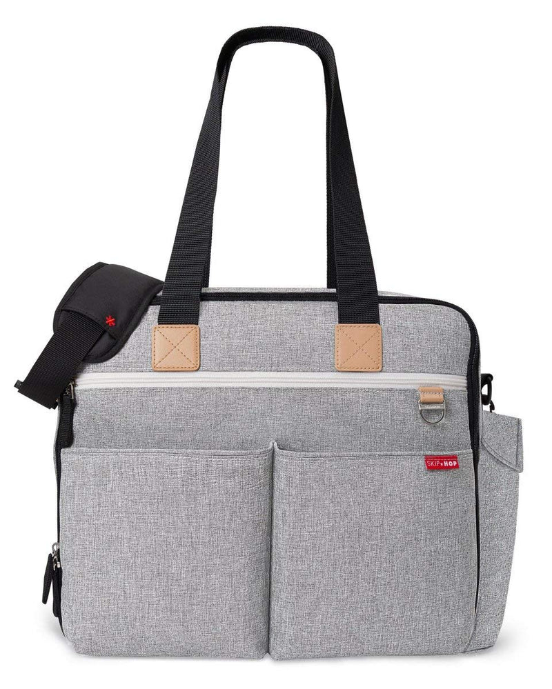 Skip Hop Diaper Bag: Iconic Duo Weekender, Extra Large Capacity with Changing Pad & Stroller Attachment, Grey Melange