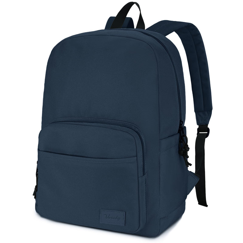 VASCHY School Backpacks, Lightweight Bookbag Schoolbag for Boys Girls Casual Basic Simple Daypack for Men Women Navy