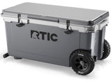 RTIC 72 Quart Ultra-Light Wheeled Cooler Hard Insulated Portable Ice Chest Box for Beach, Drink, Camping, Picnic, Fishing, Boat, Barbecue, 30% Lighter Than Rotomolded Coolers, Dark Grey & Cool Grey