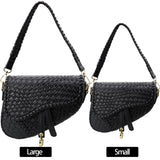 ERWUBA fashion women saddle shoulder bag clutch purse small crossbody satchel handbag woven imitation crocodile leather bag (Black)