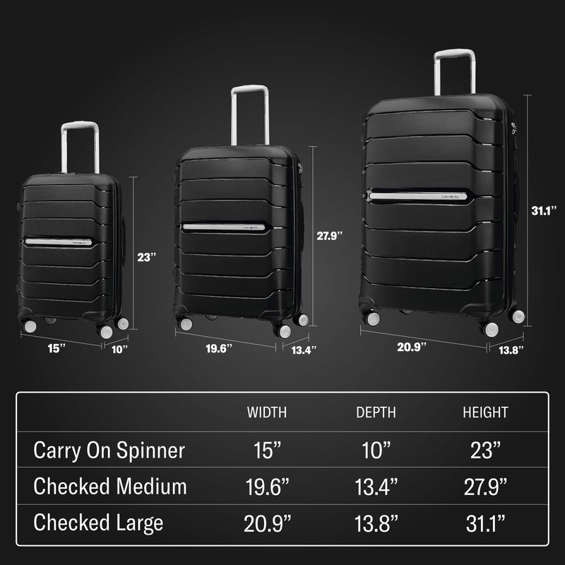 Samsonite Freeform 24-Inch Medium Luggage with Dual 360° Spinner Wheels - Checked Suitcase - TSA Lock, Airline-Approved - Durable Polypropylene Expandable Hardshell for Lightweight Travel - Black