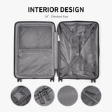 LEVEL8 Grace Luggage Sets Hardshell Suitcase with Wheels, Sturdy Large Suitcase Tsa Lock 20 Inch Expandable Carry on 24 Inch 28 Inch Checked Luggage, 3-Piece Set (20/24/28), Blue