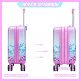 Inprof Kid’s Luggage Set 3 Piece Suitcase Set 16’’ Hardside Luggage with Spinner Wheels Girls Carry on Toddler Luggage Travel Rolling Luggage Airline Approved