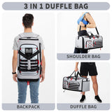 Bosstin Gym Bag for Men & Women, 45L Travel Duffle Sports Duffel Bag Gym Weekender Overnight Backpack with Shoe Compartment (Grey)
