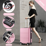 Kono 20" Carry on Luggage with Spinner Wheel TSA Lock, Lightweight PC+ABS Hardside Luggage Durable Small Carry on Suitcase Pink