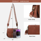 AFKOMST Crossbody Bags for Women,Small Saddle Purse and Boho Cross Body Handbags,Vegan Leather, Brown Guitar Strap