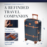 Bric's Bellagio 3.0 Spinner Trunk - Luxury Hardshell Carry On Luggage with Large Wheels,Telescopic Handle, Leather Detailing - Expandable Rolling Suitcase - 21", Blue