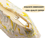 getgto 2 Pcs Makeup Bags, Large Cosmetic Bag Travel Toiletry Bag Organizer for Women, Embroidery Craft, Floral Makeup Bag Small Cosmetic Pouch Purse with Zipper Gifts for Girls Teen