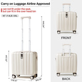 Hanke 16 Inch Underseat Carry on Luggage with Wheels Small Hard Shell Suitcases for Weekender,Travel Approved Lightweight Travel Luggage Suitcase for Womem Men,Christmas Gifts for Birthday-Ivory White