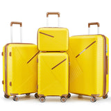 TRAVELEO 4 Piece Expandable Hardshell Pink Luggage Sets with Spinner Wheels, Lightweight Travel Suitcase Set with TSA Locks, 20 inch Carry On for Women (Yellow, 4 Piece Set)