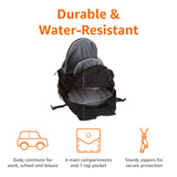 Amazon Basics Padded Laptop Backpack with Water Bottle Pockets, Travel Work Bag with Compartments, Fits Up to 17-Inch Laptops, Black