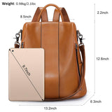 S-ZONE Medium Leather Backpack Purses for Women Antitheft Rucksack Shoulder Bag
