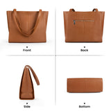 befen Real Leather Tote Shoulder Bags for Women Work, Women's Tote Bag Purses with Compartments for Daily and Travel Cognac Brown