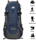 Esup 50L Camping Hiking Backpack Men with rain cover 45l+5l Lightweight Backpacking Backpack Travel Backpack (Blue)