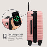 U.S. Traveler Boren Expandable Hardside Rugged Travel Luggage with 8 Spinner Wheels, Rose Pink, 2-Piece Set
