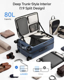 LUGGEX Top Opening Checked Luggage 26 Inch, FLA Aluminum Frame Trunk Style Luggage, Polycarbonate Hard Shell Suitcase (FX-Enhance, Blue, 80L)