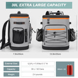 YOUNGOA Large 52cans Cooler Backpack, Insulated, Waterproof, Leak Proof, 30L Large Capacity (Grey)