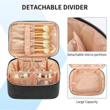 OCHEAL Makeup Bag, Portable Cosmetic Bag, Large Capacity Travel Makeup Case Organizer, Black For Women Toiletry Bag for Girls Traveling With Handle and Divider