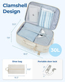 BAGSMART Carry On Travel Backpack, 17 Inch Large Travel backpack Carry On Flight Approved, Anti-theft Personal Item Backpack Travel Bag With Shoe Bag, 30L Water Resistant Casual Daypack, Beige